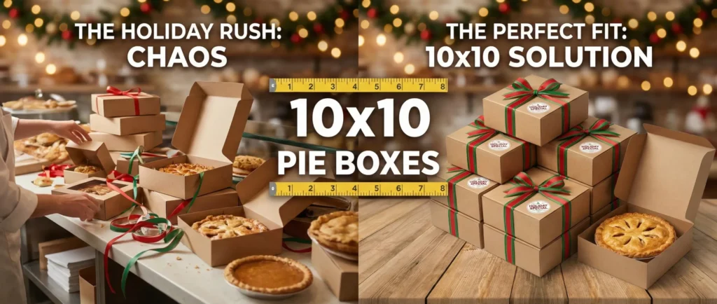 10x10 Pie Boxes, pie box, 10x10 bakery packaging, pie box dimensions, auto-popup bakery box, wholesale pie packaging
